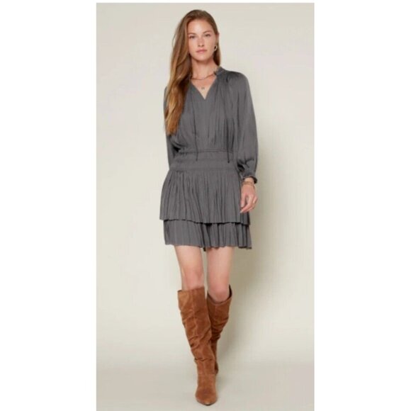 TaROO Aurelie Pleated Soft Mini Dress Olive Size S - Picture 3 of 14